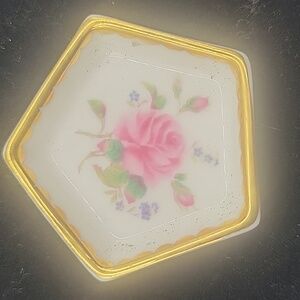 Floral Trinket Box with Gold Trim